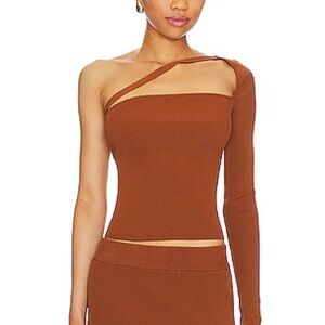 REVOLVE One-Shoulder Asymmetric Brown Top